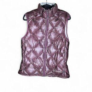Montbell Women's Quilted Goose Down Puffer Purple Vest Zip Up Nylon Size Large
